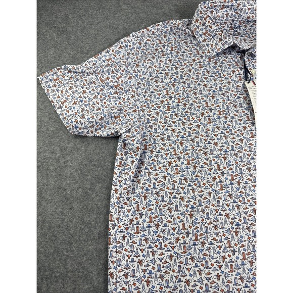 RHOBACK Men's XL Performance Polo THE SPACE CITY Houston Texas USA Flag NWT - Picture 7 of 11